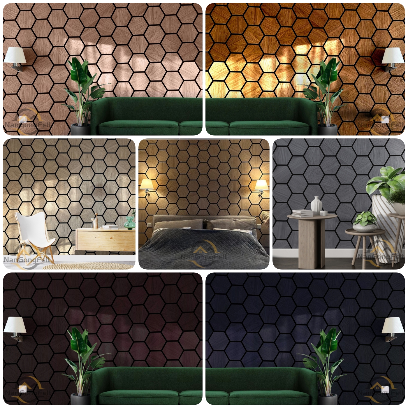 Black Walnut Hexagon Akupanel Wood Acoustic Panels