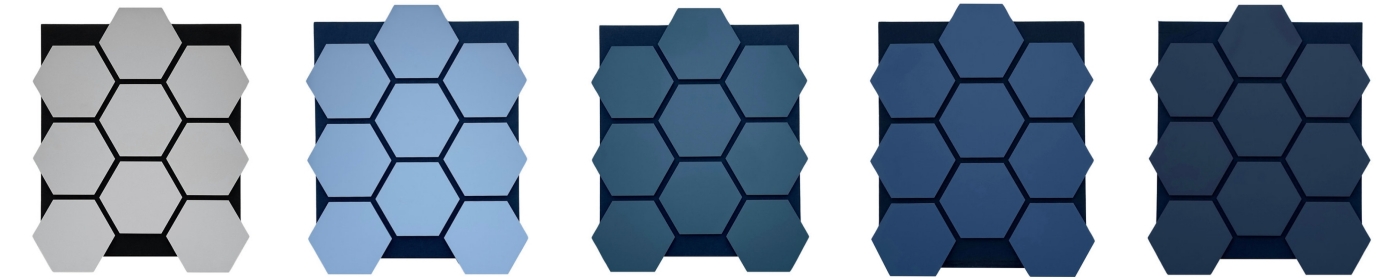 Smoked Blue Hexagon Akupanel Wood Acoustic Panels