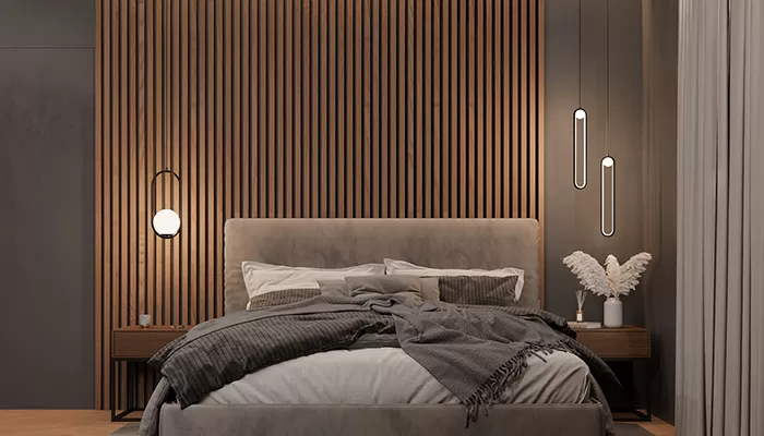 Transform your bedroom with Wood Slat Acoustic Panels