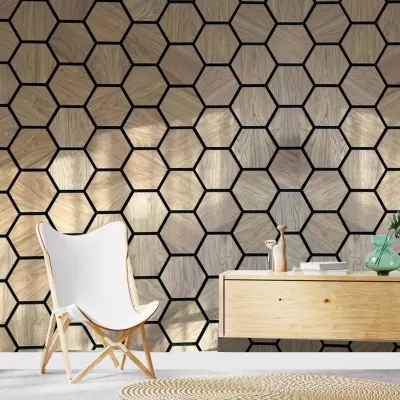 Black Walnut Hexagon Akupanel Wood Acoustic Panels