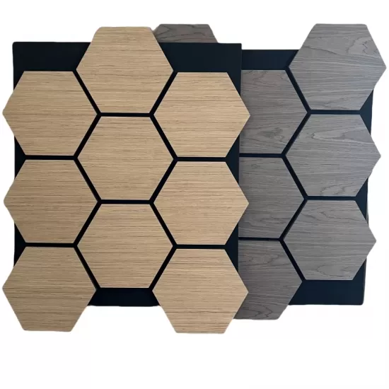 Black Walnut Hexagon Akupanel Wood Acoustic Panels