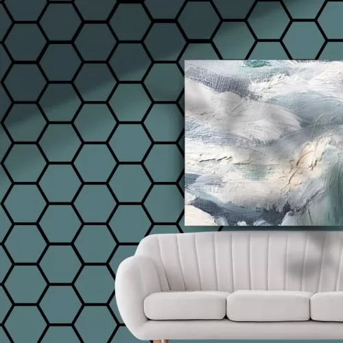 Bluish Green Hexagon Akupanel Wood Acoustic Panels