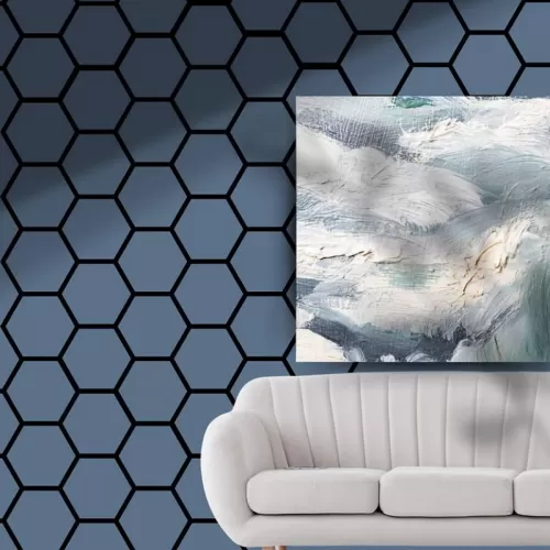 Smoked Blue Hexagon Akupanel Wood Acoustic Panels