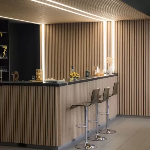 LED Lighting Akupanel Wood Slat Acoustic Panels